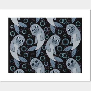 Copy of Sad Seal - Sea of Circles Pattern (Ink) Posters and Art